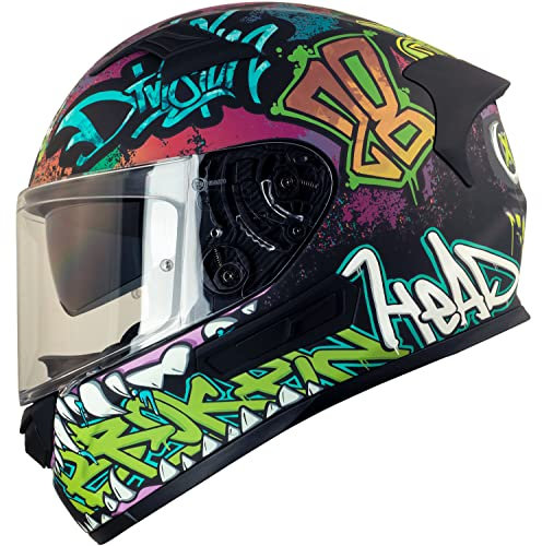 Broken Head Racing-Integralhelm InYourFace Schwarz-Matt mit Sonnenblende (XL (61-62 cm))