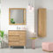 Mueble de Baño al Suelo con Lavabo Cerámico Cervino | Mueble Baño con Patas de 3 cajones y 1 Puerta con Cierre Amortiguado y Organizador Máximo Almacenamiento | Roble Natural | 90cm