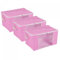 sourcing map Clothes Storage Bag 3pcs, Foldable Storage Bins for Clothes, Comforters Storage Bags with Reinforced Handle, Sturdy Zipper, Closet Organizer with Clear Window-Pink