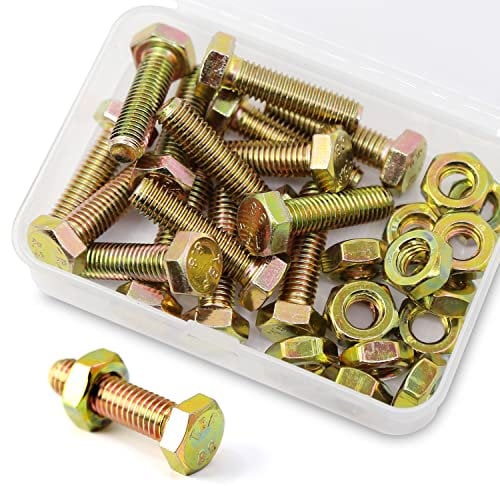 M8*20mm 15 Stück Verzinkter Stahl Sechskantschrauben Bolzen und Muttern set, Maschinenschrauben schrauben