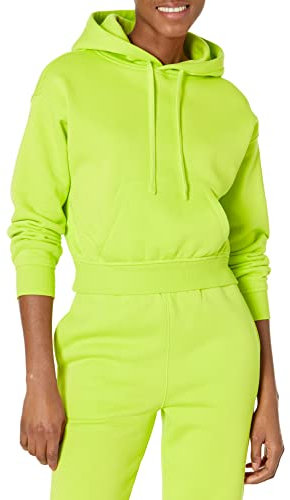 Amazon Essentials Felpa con Cappuccio Corta (Disponibile in Taglie Forti) Donna, Verde Lime, XL