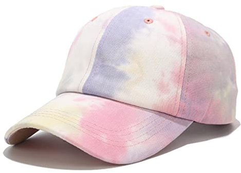 Baseball Cap Damen Basecap Kappe Herren Unisex Mütze Hut Baseballkappe Neue Trend Bunte Tie-Dye Caps Frauen Sommer Outdoor Reise Sonnenhut Streetwear Für Männer Einstellbare Pink