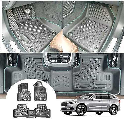 GAFAT Volvo XC60 Fussmatten, 2018-2024 2025 XC60 Fußmatten Gummimatten Original 3D-Scannen TPE, Extra Hoher 10cm Rand, Volvo XC60 2023 Matten, Volvo XC60 Original Zubehör