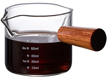 Milchbecher Mit Doppelauslauf, Messbecherglas,V-förmiger Ausguss, Espresso-Schnapsgläser mit Skala, Flüssigkeits- und Trockenmessung, Milchkännchen für Milch, Kaffee, Joghurt(Straight cup)