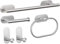 YUET Brushed Nickel Bathroom Accessories Set - Toilet Paper Holder, 5 Piece Stainless Steel Hardware Kit Including 16 Towel Rail Bar, Toilet Roll Holder, Towel Ring, and Robe Towel Hooks (Silver)