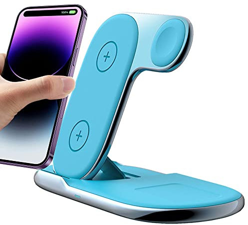 Techgear,Estación de carga inalámbrica 3 en 1, soporte de carga plegable inalámbrico rápido de 15 W para iPhone 14/13/12/11/XR/XS/Max/Plus, Air Pods 3/2/1/Pro, Samsung S23/22 Ultra, etc