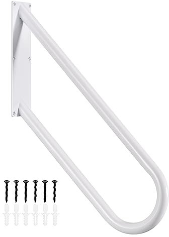 sourcing map U-Shaped Stair Handrails for Outdoor Steps, Wall Mount Handrail 1-4 Steps, Hand Railings (27.5 Length,24 Height) for Garden Wall Garage Porch Steps White
