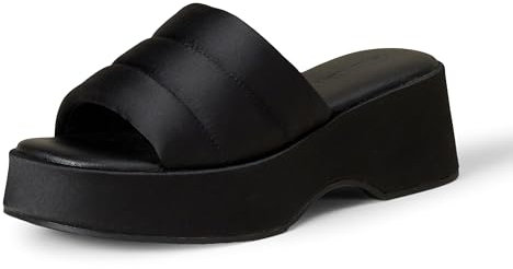 Amazon Essentials Sandalia sin Cordones con Plataforma Mujer, Negro Satén, 37.5 EU