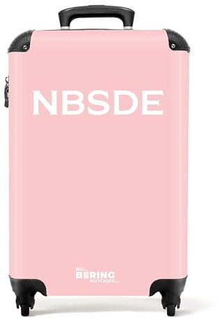 NoBoringSuitcases.com Valise Cabine, Valise Personnalisable, Valises, Bagages Cabine, Valise Pas Cher, Valise Rose, Petite Valise, Valise Rigide, Valise Cabine 55x35x25cm (Uni - Rose Clair)