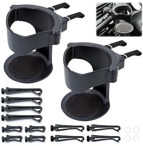 Car Drink Holders, Pack of 2 Car Cup Holders, Universal Can Holder, Adjustable Can Holder for Car, Bottle Holder, Drink Stand, Coffee Mug, Drink Can, 8.5 x 8 cm, Black