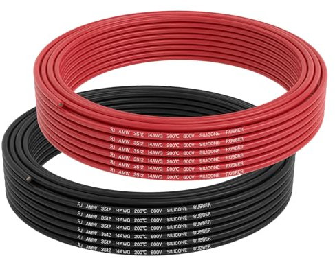 FIRMERST 14 Gauge Silicone Rubber Wire 15M Black & 15M Red, Stranded Tinner Copper Conductor