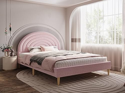 Flair Ava Boucle Double Bed - Pink