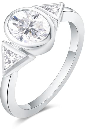 IRROYA Ovale Moissanit-Ringe für Damen, 925er Silber, 0,5 Karat - 1,5 Karat, G-H, Vintage- und modischer Brillantschliff, VVS1 weißer Moissanit-Verlobungsring, Art-Deco, platiniertes Sterlingsilber