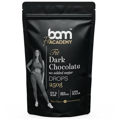 BAM Pépites de Chocolat Noir Sans Sucre – Pépites de Chocolat pour Pâtisserie, Fontaine Chocolat, Chocolat Noir Cuisiner – 250 g