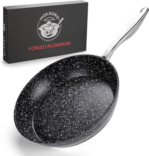 MOXXORO Nonstick Forged Aluminum Frying Pan 28cm, Granite Marble Coating Frying Pan, Omelet Pan, Pancake Pan, Stone Skillets, Oven Safe Stone Pan, Frying Pan for Induction Compatible (28 cm)