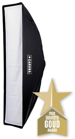 Caruba Quick Assembly Matte Silver Strip Softbox 30 x 140 cm – Softlight professionale per modelli e prodotti – Bowen S Mount – Deflettore da 15 cm