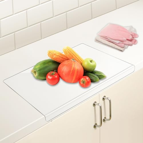 Acrylic Cutting Board with Counter Lip, AHIER 17 x 13 Large Clear Cutting Board for Kitchen Countertop, Non-Slip Cutting Board with Lip for Countertop Protector, Home, Kitchen Gadgets