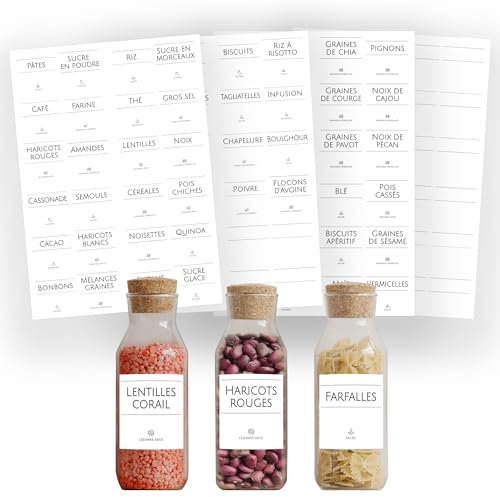 AVERY - Pochette de 96 étiquettes minimalistes prêtes à l'emploi pour bocaux de produits alimentaires, format carré 4,8x4,8cm