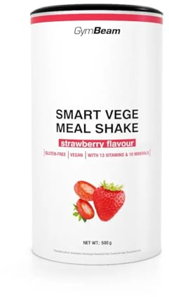 GymBeam Smart Vege Mealshake - Gesunder Mahlzeitersatz mit 13 Vitaminen und 10 Mineralien, proteinreich, zuckerarm, fördert das Immunsystem, unterstützt Knochen- (500 g, Strawberry)
