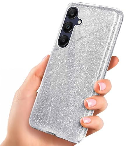 ONEFLOW Glitter Case für Samsung Galaxy A25 5G Glitzer Handyhülle mit Kameraschutz, Stylische Hülle Glitzernd, Dünne TPU Schutzhülle für Damen, Glitzerhülle Qi kompatibel, Silber