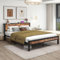 MOFLUT King Size Bed Frame with Wooden Storage Headboard with USB Ports and Charging Station, Metal Wooden Bed Frames King Size, No Box Spring Needed, Enhanced Support, Black+Rustic Brown