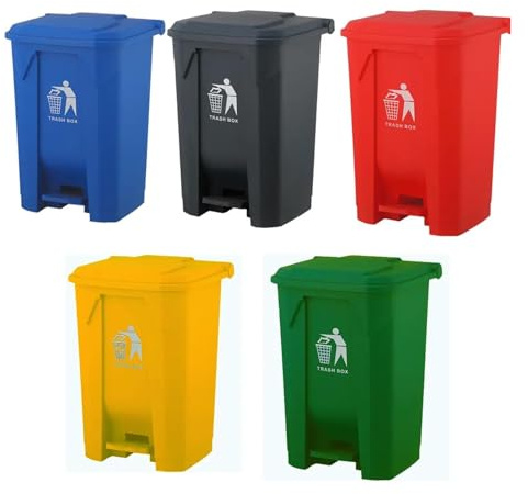 Recycling Dustbin Rubbish Pedal Bin Waste Trash Bin | Foot Pedal Bin Home Bedroom Bathroom Kitchen | Indoor Outdoor Rubbish and Waste Bin with Pedal | Bin Recycling Waste Dustbin (Yellow, 30 Litre)