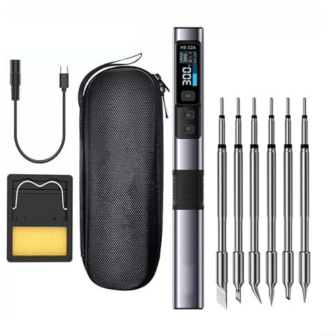 Oniissy for FNIRSI HS02A for Smart Electric Soldering Iron PD 100W Constant Temperature Kits,Electric Soldering Iron Adjustable Constant Temperature Fast Heat Solder Iron Kit