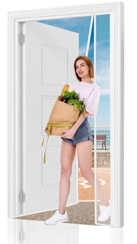 Zanzariera per Porta Finestra Doppia 165x235cm Bianco Zanzariere Anti Zanzare Insetti Zanzariera per Porte Finestre Balcone Tenda Anti Zanzare