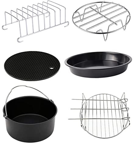 OKUMEYR 6 Pezzi7 Accessori Per Friggitrice Ad Aria Tortiere Rotonde Vassoio Rotondo Accessori Per Inserti Per Friggitrice Ad Aria Padella Per Forno Acciaio Inossidabile