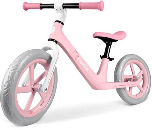 Nukido Laufrad Ab 2 Jahre Sattel Höhenverstellbar Balance Fahrrad Für Jungen Mädchen Ultraleicht 2,8 kg Kinderlaufrad Rosa Grau