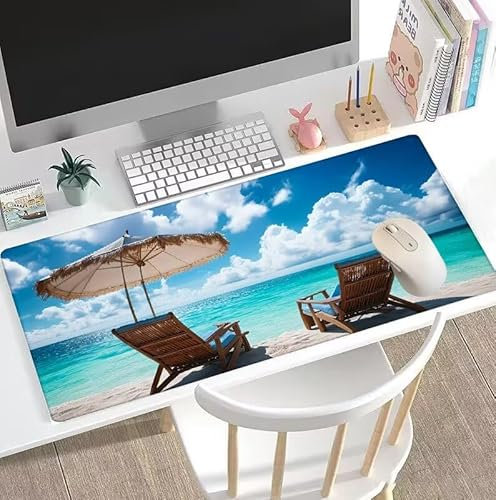 Mare Tappetino Mouse Gaming, Grande, XXL Tappetino Scrivania Sedia, Accessori Scrivania, Bordo Cucito Antiscivolo Mousepad, Migliora precisione e velocità, Ufficio Decorazioni Casa 1600x800x3mm W5-522
