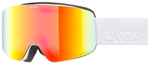 uvex pwdr FM - stylische, verspiegelte Skibrille mit weitem Sichtfeld und Anti-Fog-Beschichtung mit ausgewachsenen Features für Kinder - black matt/green-clear - one size