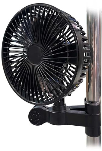 SunStream Clip-On Grow Ventilator, EC-Motor, 180cm Kabel, ABS Korrosionsbeständiges Material, 10W Clip Fan für Grow Tents Säulen von 12mm bis 32mm, Oszillierend Klemmbar Mini Fan für Growzelt (1PCS)