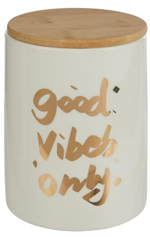 BUTLERS 4er Set Aufbewahrungsdose Good Vibes 700 ml Gold -QUEEN IT- Keramik Vorratsdose mit Deckel, Küche Dekoration | Organisation & Aufbewahrung von Lebensmittel und Badezimmer Accessoires