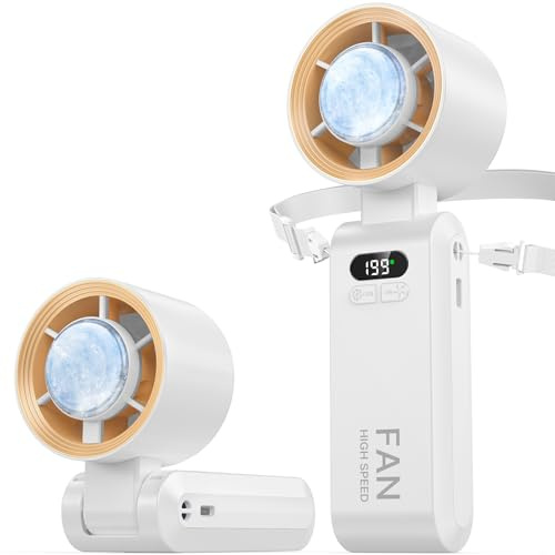 Handheld Portable Turbo Fan with Ice Cooler, Speed (1-199) 5500mAh Rechargeable Personal Fan,[20H Cooling Time] Mini Yet Powerful [20000 RPM] Small Pocket Fans for Travel/Outdoor/Home/Office, White