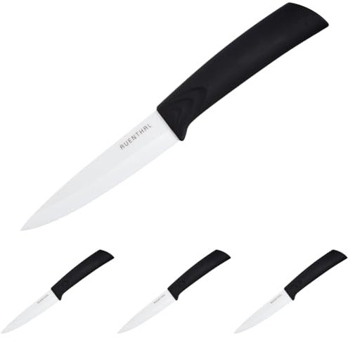 Amefa AUENTHAL – Couteau en céramique Blanche de 10 cm de Long – Lame en céramique Blanche extrêmement tranchante – Manche Ergonomique – avec protège-Lame, Couteau d'office et Couteau de Cuisine