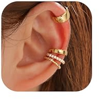 ADRAMATA 4 Paar Ear Cuff Ohrringe Verstellbar Fake Piercing für Damen | Fake Helix Piercing Ohne Ohrloch für Damen,14K Vergoldet Clip-On Knorpel Ohrringe,Hypoallergen Earcuffs in Geschenkbox