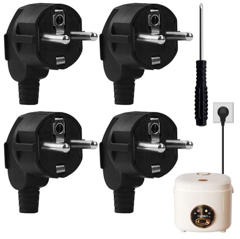 Prise Male,4PCS 250V 16A Fiche Male Prise Electrique,Prise Electrique Male et 1 Tournevis,Prise Male Etanche Exterieur,Appareils Electroménagers aux Luminaires Prises (Nero)