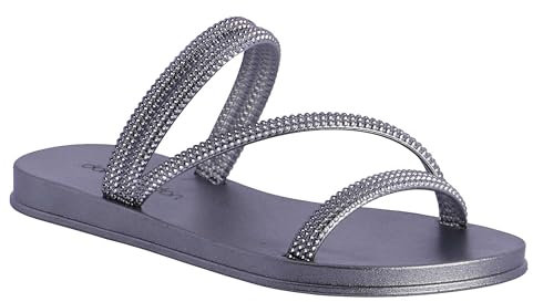 DON ALGODON Chanclas Mujer – Chanclas para Playa y Piscina - Sandalias Flip Flop de Goma con Suela Antideslizante y ligera (Plateado, Sistema tallas calzado EU, Adulto, Mujer, Números, mediano, 39)