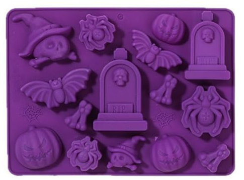 PTaizjjz Stampo in silicone per cioccolatini di Halloween, zucca, teschio, pipistrello, ragno, lapide, caramelle, caramelle, decorazioni fai da te, caramelle, caramelle
