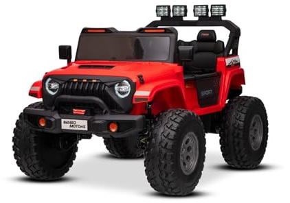 Beneo Motors 4x4² voiture électrique enfants 2 places OFFRIDE, rouge, lecteur MP3/USB/AUX, transmission 4 moteurs 55W 24V, batterie au lithium, véhicule électrique avec télécommande 2,4 GHz, 3 à 8 ans