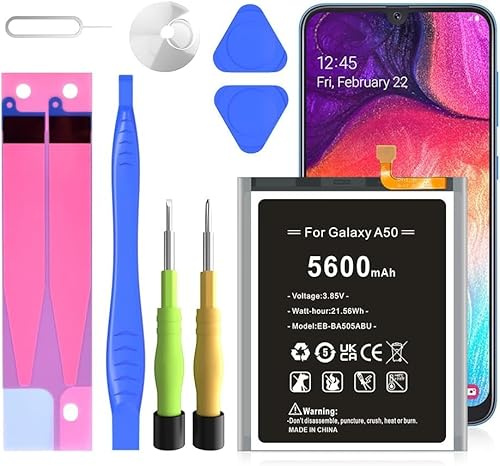 Akku für Galaxy A50 A505F A30 A305F, 5600mAh EB-BA505ABU Interner Ersatzakku Hohe Kapazität für Samsung Galaxy A50s, Galaxy A20, Galaxy A30, mit Reparatur Toolkit