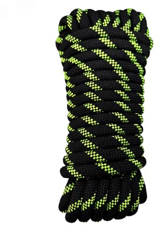 HUtzpah Corde Statique 10mm 20m Escalade Haute résistance Forte Charge | Noir avec tressage fluorescent, Nylon anti-usure forte charge. Sauvetage, bateau, randonnée, alpinisme, camping. Sac inclus