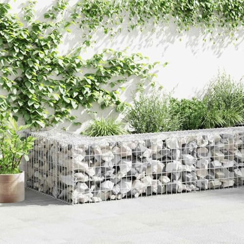 Mur de gabion avec couvercle, en acier galvanisé, 300 x 30 x 50 cm, mur de soutènement robuste pour jardin, aménagement paysager, brise-vue
