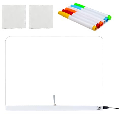Tablettes à dessin à DEL en acrylique – Tablettes à dessin lumineuses | 35 x 26 cm – Idéal pour les garçons et les filles – Pour croquis, écriture, coloriage, peinture, projets artistiques conçus avec