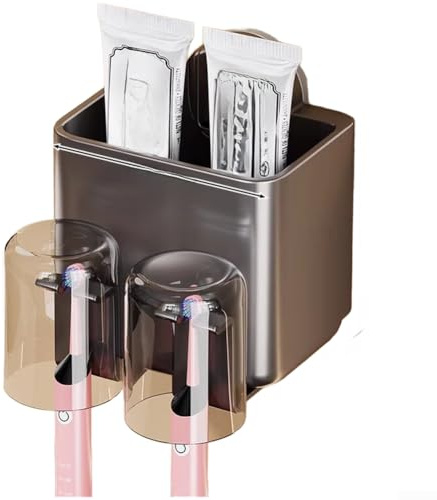 Gdfnmogo Porte-brosse à dents mural avec ventouse, matériau ABS, installation sans perçage, trous d'aération pour le rangement à sec, salle de bain moderne (sans gobelet)