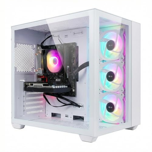STGsivir Gaming PC, Gaming PC, GeForce RTX 3050 6 GB GDDR6, Ryzen 5 5500 bis zu 4,2 GHz, 16 GB DDR4, 1 TB SSD, WiFi 6, BT 5.0, RGB-Lüfter x3, Windows 11 Pro, Gamer PC Computer Desktop