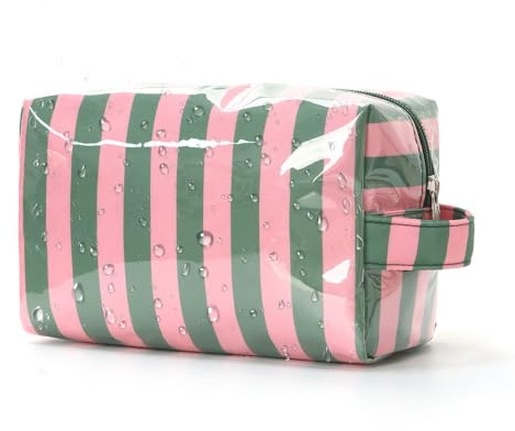 BSITSSS Borsa cosmetica Righe a Contrasto, pochette da donna multiuso, pochette da trucco Impermeabile, Pochette Multifunzionale con Cerniera, Pochette Porta Trucchi da Borsa