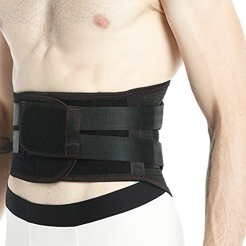 NEOtech Care - Rückenstütze - atmungsaktive & verstellbare Stützung - doppelte Kompressionsriemen (Schwarz, M)