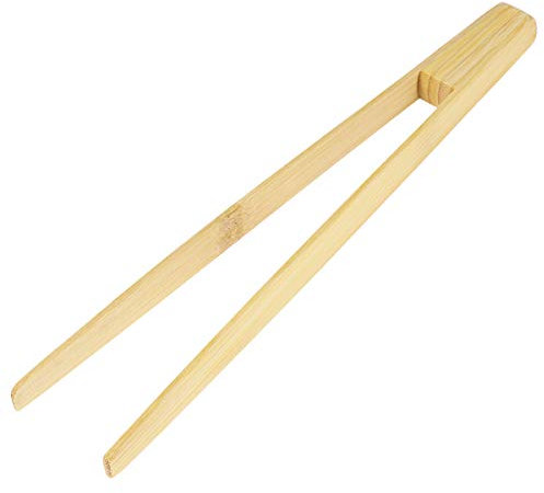 OUNONA Grille-Pain en Bambou Pinces de Cuisine Long Easy Grip Grille-Pain Pinces de Service pour la Cuisson Pain grillé Barbecue Griller Cuisson Frire